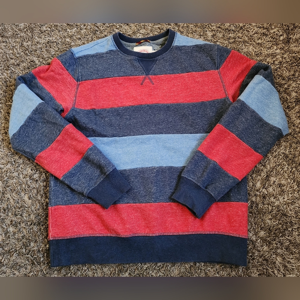 Brooks Brothers Red Blue Striped Cotton Fleece Sweater M